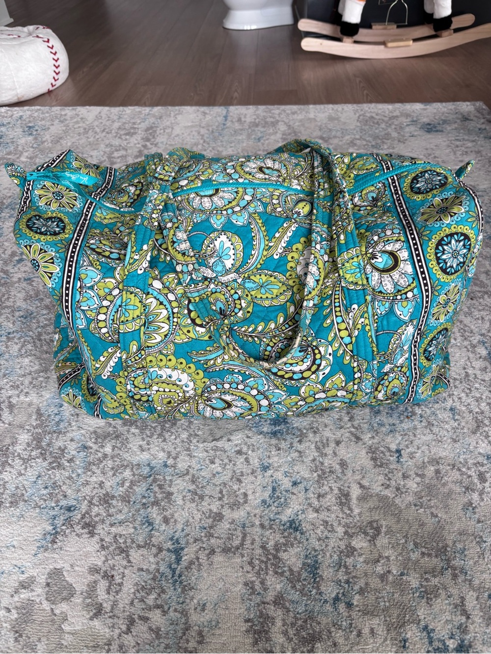 Vera Bradley 2007 Peacock Quilted Paisley Large Duffel Bag